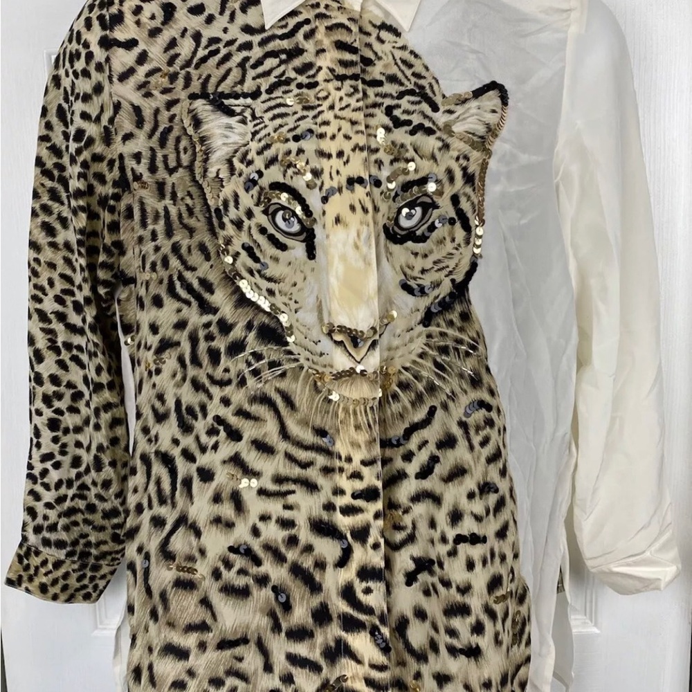 Leopard Print Sequin Blouse and Matching Reversible Tank